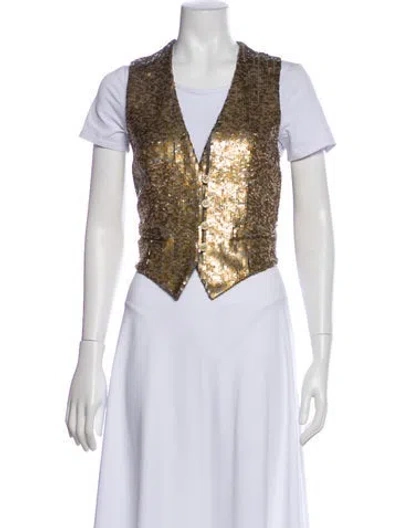 Pre-owned Max Mara Virgin Wool Printed Vest In Neutral