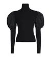 Max Mara Virgin Wool Puff-sleeve Sweater In Black