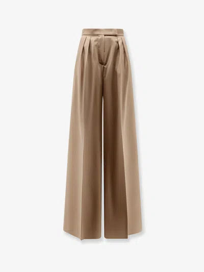 Max Mara Virgin Wool Quorum Trousers In Brown