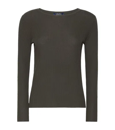 Max Mara Virgin Wool Rib-knit Sweater In Brown