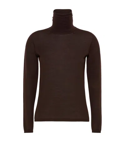 Max Mara Virgin Wool Rollneck Sweater In Brown