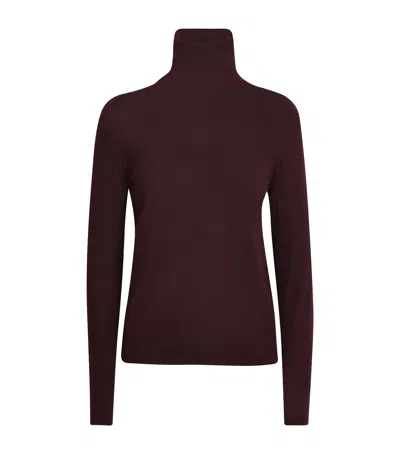 Max Mara Virgin Wool Rollneck Sweater In Burgundy