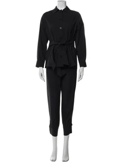 Pre-owned Max Mara Virgin Wool Ruffle Embellishment Pant Set In Blue