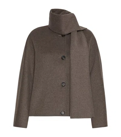 Max Mara Virgin Wool Scarf-neck Jacket In Brown