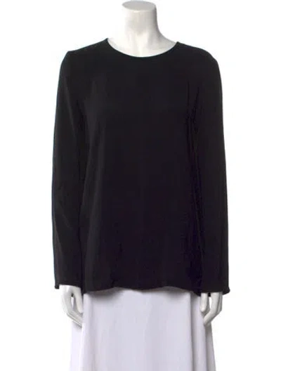 Pre-owned Max Mara Virgin Wool Scoop Neck Blouse W/ Tags In Black