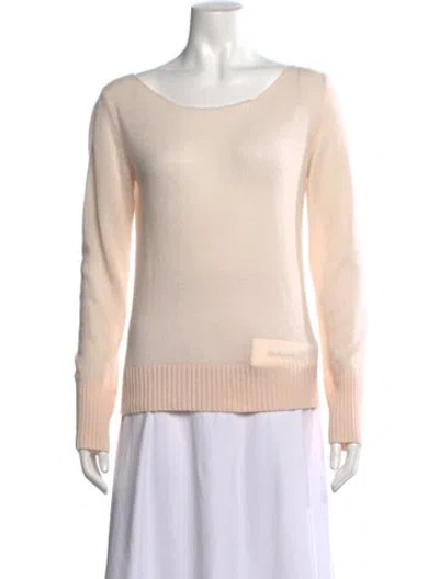 Pre-owned Max Mara Virgin Wool Scoop Neck Sweater In Neutral