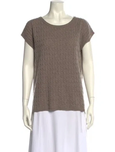 Pre-owned Max Mara Virgin Wool Scoop Neck T-shirt In Neutral