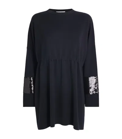 Max Mara Virgin Wool Sequinned Sweater In Blue