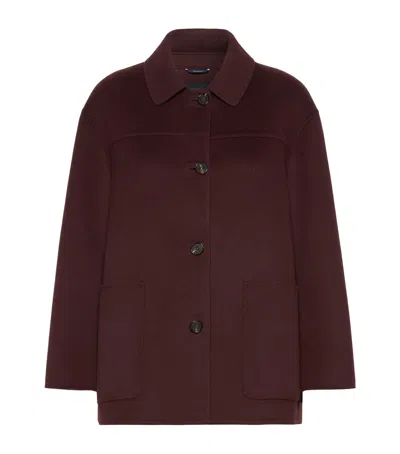 Max Mara Virgin Wool Short Coat In Burgundy