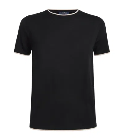 Max Mara Virgin Wool Short-sleeve Sweater In Black