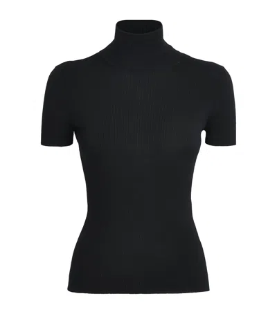 Max Mara Virgin Wool Short-sleeve Sweater In Black