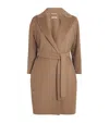 Max Mara Virgin Wool Short Wrap Coat In Brown