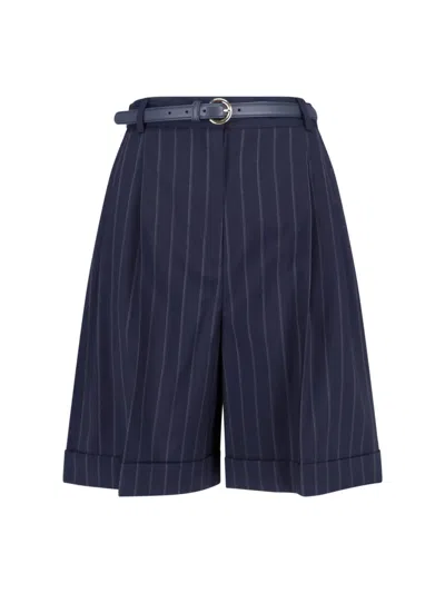 Max Mara Virgin Wool Shorts In Blue