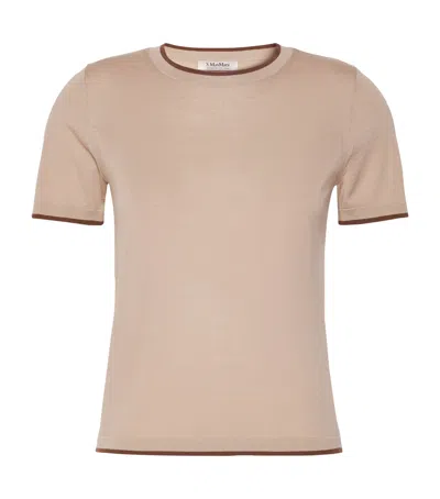 Max Mara Virgin Wool Short-sleeve Sweater In Multi