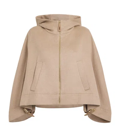 Max Mara Virgin Wool-silk-cashmere Poncho In Beige