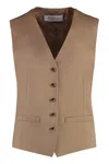 Max Mara Women's Virgin Wool Single-breast Waistcoat In Brown