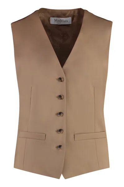 Max Mara Virgin Wool Single-breast Waistcoat In Brown