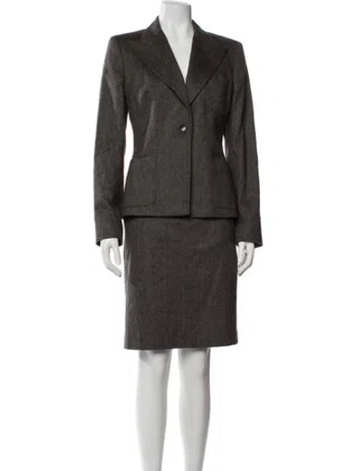 Pre-owned Max Mara Virgin Wool Skirt Set In Gray
