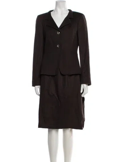 Pre-owned Max Mara Virgin Wool Skirt Suit In Brown