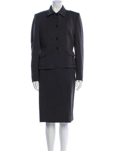Pre-owned Max Mara Virgin Wool Skirt Suit In Brown