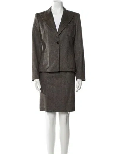 Pre-owned Max Mara Virgin Wool Skirt Suit In Gray