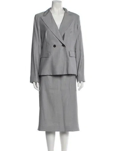 Pre-owned Max Mara Virgin Wool Skirt Suit W/ Tags In Gray