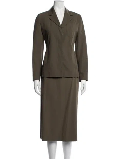 Pre-owned Max Mara Virgin Wool Skirt Suit W/ Tags In Green