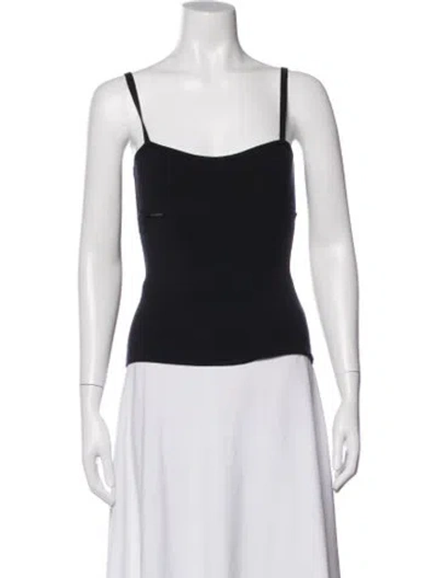 Pre-owned Max Mara Virgin Wool Square Neckline Top In Black