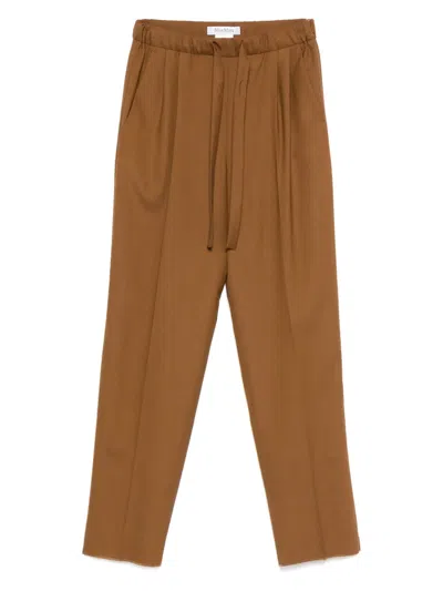 Max Mara Virgin-wool Straight-leg In Brown