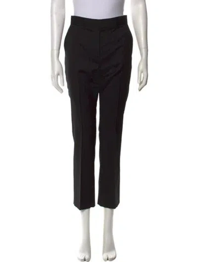 Pre-owned Max Mara Virgin Wool Straight Leg Pants In Black