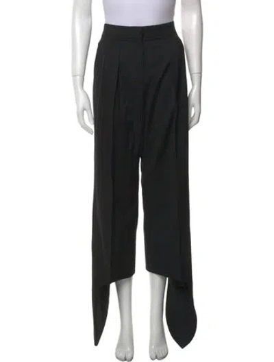Pre-owned Max Mara Virgin Wool Straight Leg Pants In Black