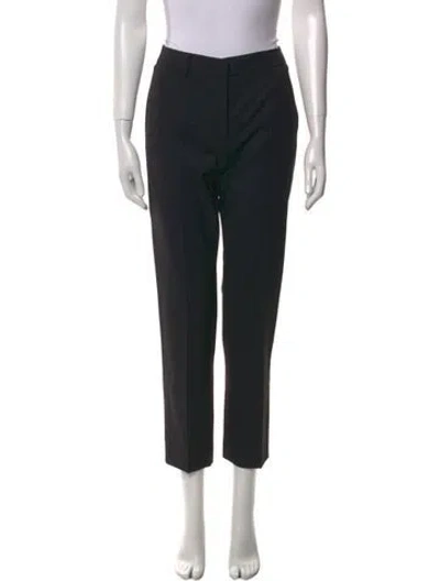 Pre-owned Max Mara Virgin Wool Straight Leg Pants In Black