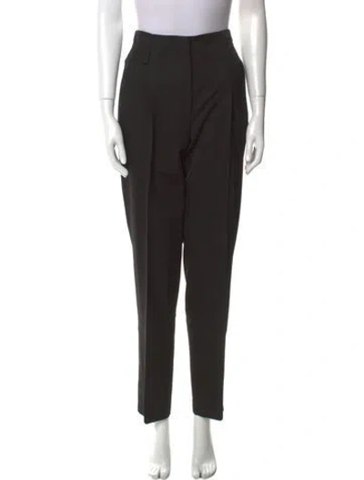 Pre-owned Max Mara Virgin Wool Straight Leg Pants In Black