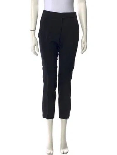 Pre-owned Max Mara Virgin Wool Straight Leg Pants In Black