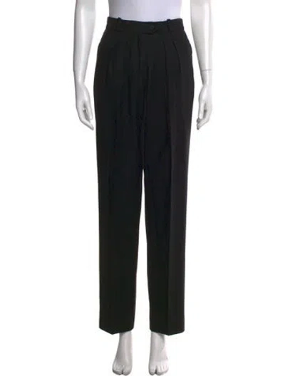 Pre-owned Max Mara Virgin Wool Straight Leg Pants In Black