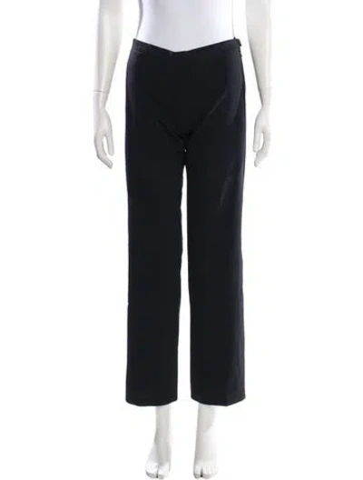 Pre-owned Max Mara Virgin Wool Straight Leg Pants In Black