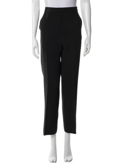 Pre-owned Max Mara Virgin Wool Straight Leg Pants In Black