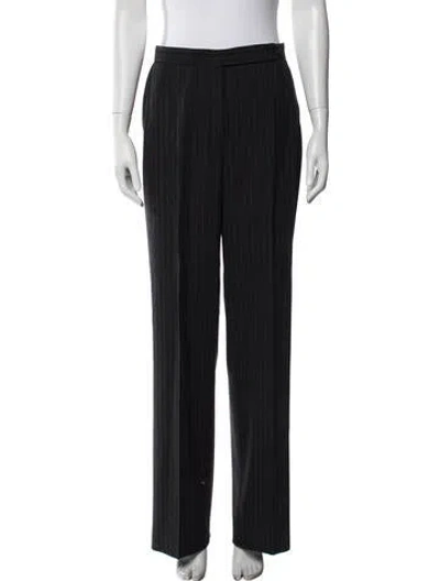 Pre-owned Max Mara Virgin Wool Straight Leg Pants In Black