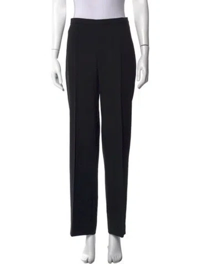 Pre-owned Max Mara Virgin Wool Straight Leg Pants In Black