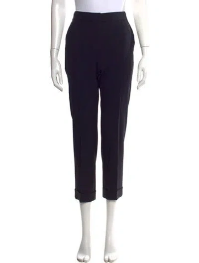 Pre-owned Max Mara Virgin Wool Straight Leg Pants In Black
