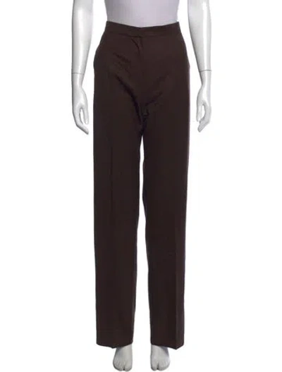 Pre-owned Max Mara Virgin Wool Straight Leg Pants In Black