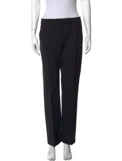 Pre-owned Max Mara Virgin Wool Straight Leg Pants In Black