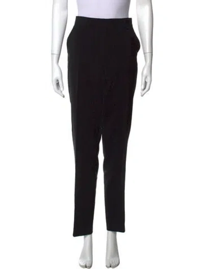 Pre-owned Max Mara Virgin Wool Straight Leg Pants In Black