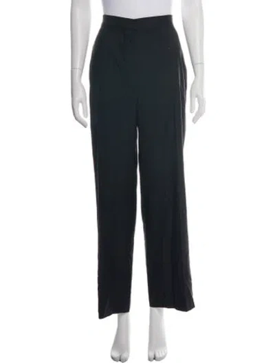 Pre-owned Max Mara Virgin Wool Straight Leg Pants In Black