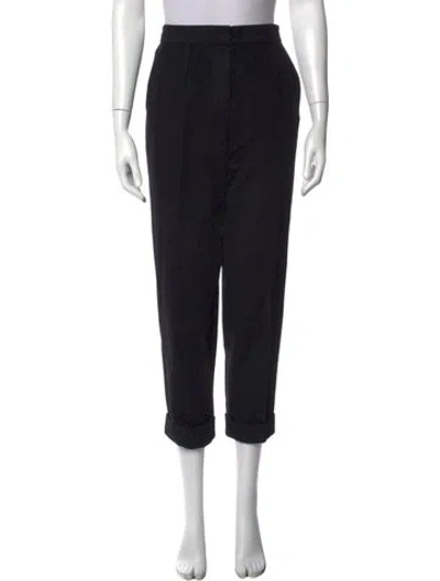 Pre-owned Max Mara Virgin Wool Straight Leg Pants In Black