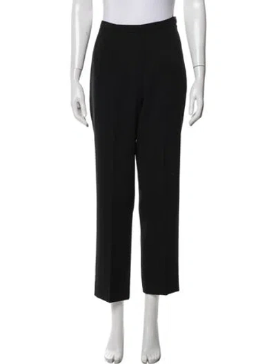 Pre-owned Max Mara Virgin Wool Straight Leg Pants In Black
