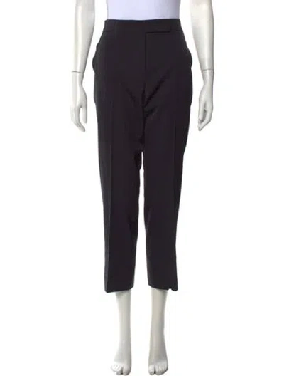 Pre-owned Max Mara Virgin Wool Straight Leg Pants In Black