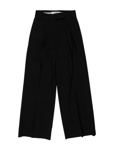 Pre-owned Max Mara Virgin Wool Straight Leg Pants In Black