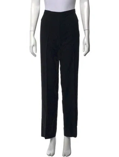 Pre-owned Max Mara Virgin Wool Straight Leg Pants In Black