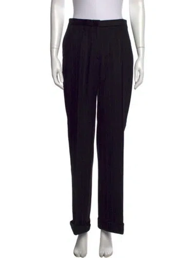 Pre-owned Max Mara Virgin Wool Straight Leg Pants In Black